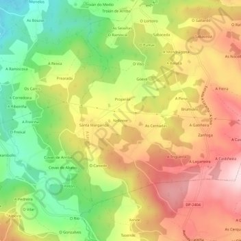Mappa topografica Nebrexe, altitudine, rilievo