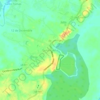 Mappa topografica Quistococha, altitudine, rilievo