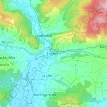 Mappa topografica Beikheim, altitudine, rilievo