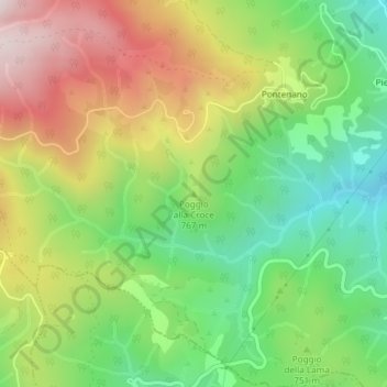 Mappa topografica Poggio alla Croce, altitudine, rilievo