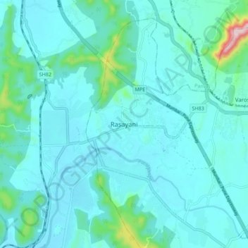 Mappa topografica Rasayani, altitudine, rilievo