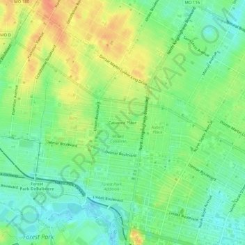 Mappa topografica Cabanne Place, altitudine, rilievo