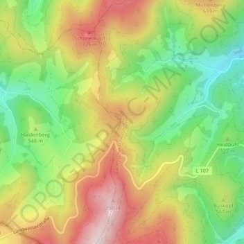 Mappa topografica Büchereck, altitudine, rilievo
