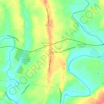 Mappa topografica Rocky Ridge, altitudine, rilievo