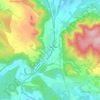 Mappa topografica Stahringen, altitudine, rilievo