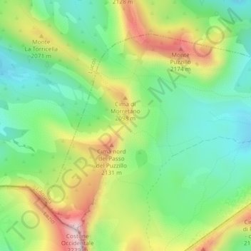 Mappa topografica Passo della Torricella, altitudine, rilievo