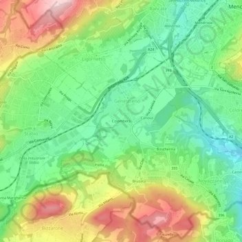 Mappa topografica Colombera, altitudine, rilievo