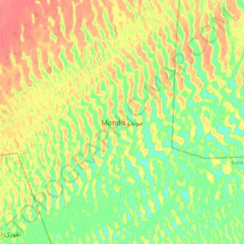 Mappa topografica Mondo موندو, altitudine, rilievo