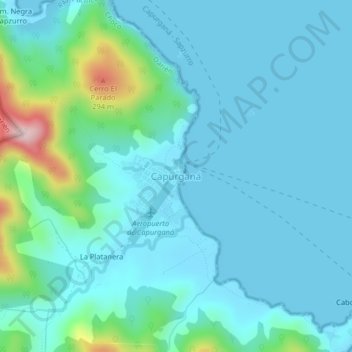 Mappa topografica Capurganá, altitudine, rilievo