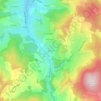 Mappa topografica Les Friats, altitudine, rilievo