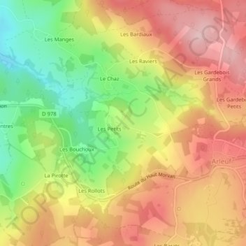 Mappa topografica Cheintre Ribaud, altitudine, rilievo