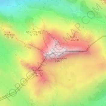 Mappa topografica Rote Wand, altitudine, rilievo