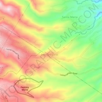Mappa topografica San Gregorio, altitudine, rilievo