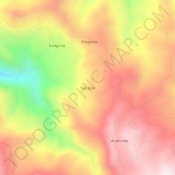 Mappa topografica San Jose, altitudine, rilievo