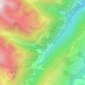 Mappa topografica Le Biollay, altitudine, rilievo