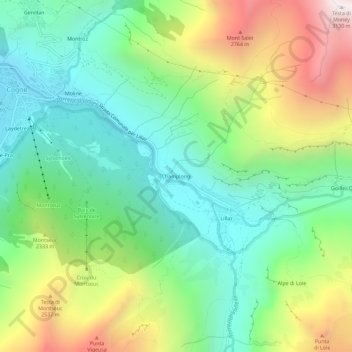 Mappa topografica Champlong, altitudine, rilievo