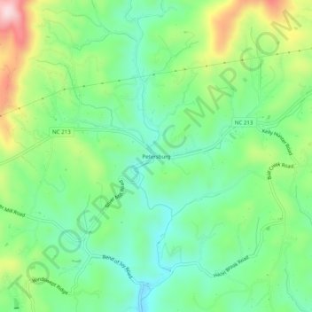 Mappa topografica Petersburg, altitudine, rilievo