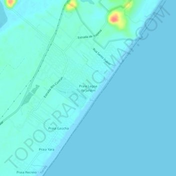 Mappa topografica Praia Lagoa do Jardim, altitudine, rilievo