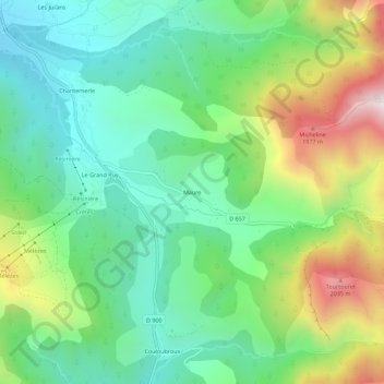 Mappa topografica Maure, altitudine, rilievo
