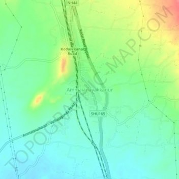 Mappa topografica Ammaianayakkanur, altitudine, rilievo
