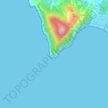 Mappa topografica Punta Manara, altitudine, rilievo