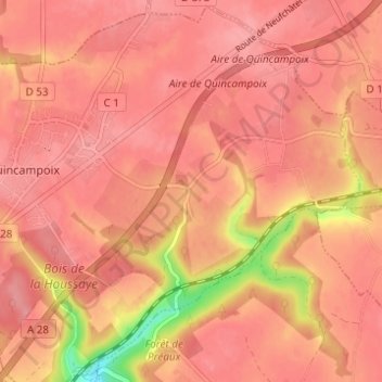 Mappa topografica Les Hameaux, altitudine, rilievo