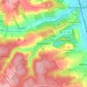 Mappa topografica Seifartsdorf, altitudine, rilievo