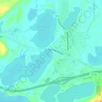 Mappa topografica Avon Beach, altitudine, rilievo