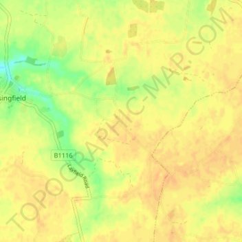 Mappa topografica Little Whittingham Green, altitudine, rilievo