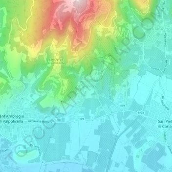 Mappa topografica Gargagnago, altitudine, rilievo