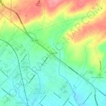 Mappa topografica Unionville, altitudine, rilievo