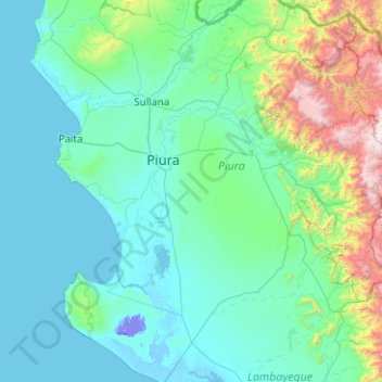 Mappa topografica Provincia de Piura, altitudine, rilievo