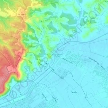 Mappa topografica Ponte a Cappiano, altitudine, rilievo