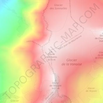 Mappa topografica Dôme des Nants, altitudine, rilievo