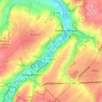 Mappa topografica Wirquin, altitudine, rilievo