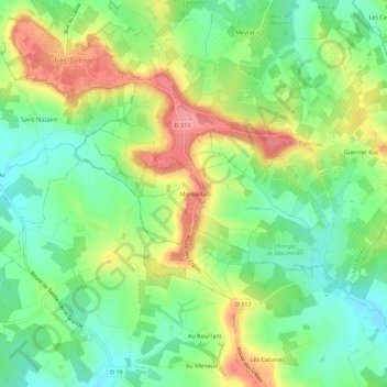 Mappa topografica Montaillac, altitudine, rilievo