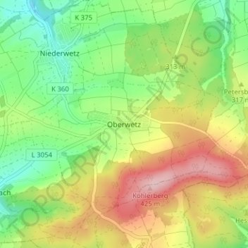 Mappa topografica Oberwetz, altitudine, rilievo