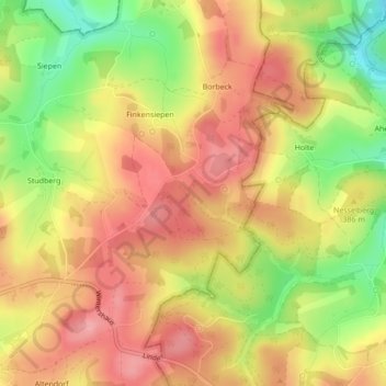Mappa topografica Landwehr, altitudine, rilievo
