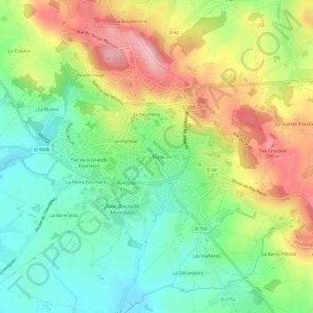Mappa topografica L'Étoile, altitudine, rilievo