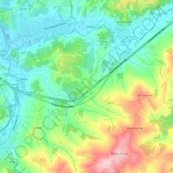 Mappa topografica Pozzolatico, altitudine, rilievo