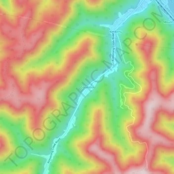 Mappa topografica Columbia, altitudine, rilievo