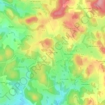 Mappa topografica Le Masbrenier, altitudine, rilievo
