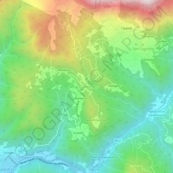 Mappa topografica San Gemignano, altitudine, rilievo
