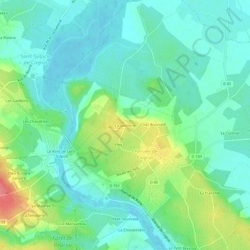 Mappa topografica La Garnerie, altitudine, rilievo