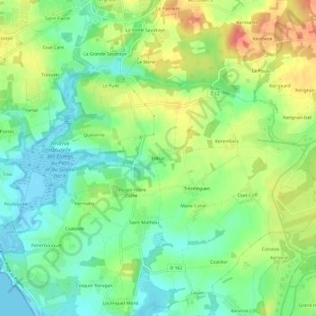 Mappa topografica Précar, altitudine, rilievo