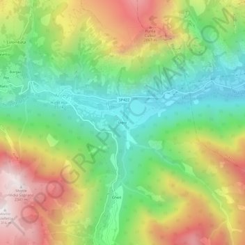 Mappa topografica Frere, altitudine, rilievo