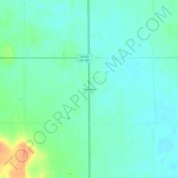 Mappa topografica Crestline, altitudine, rilievo