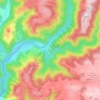 Mappa topografica Manhaval, altitudine, rilievo