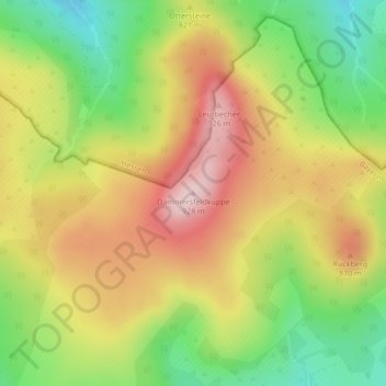 Mappa topografica Dammersfeldkuppe, altitudine, rilievo