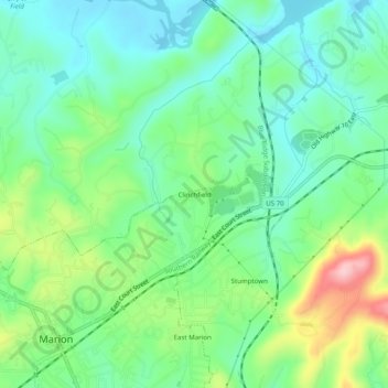 Mappa topografica Clinchfield, altitudine, rilievo